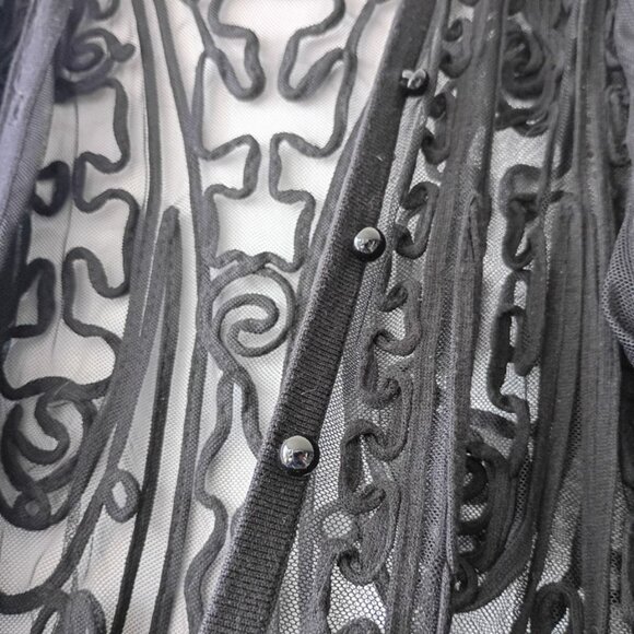 Dolce Cabo Sheer Embroidered Mesh Jacket Cardigan Goth Glam - Size M - Picture 2 of 6